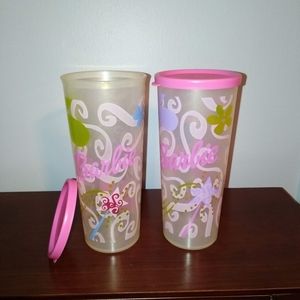 New Tupperware- 2 Barbie tumblers/seals